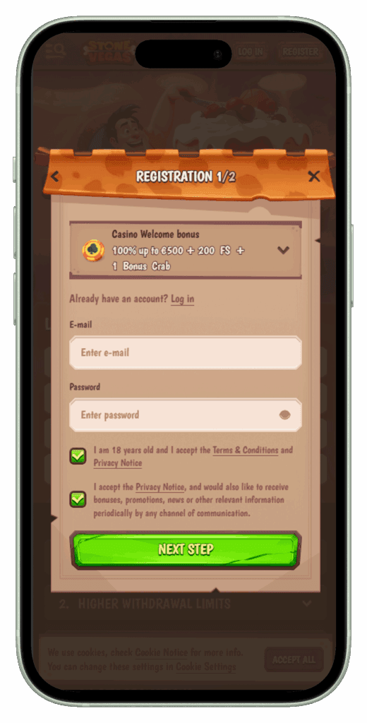 Registracija StoneVegas Casino